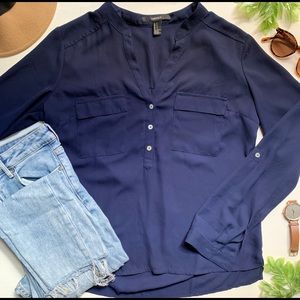 FOREVER 21  Navy 3/4 Sleeve Top